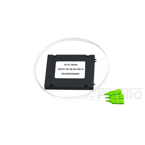 Picture of 1x2 PLC Fiber Splitter, Splice/Pigtailed ABS Module, 900μm, SC/APC, Singlemode