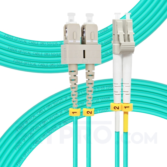 Bild von LWL-Patchkabel, 15m (49ft) LC UPC auf SC UPC Duplex OM3 Multimode PVC (OFNR) 2.0mm