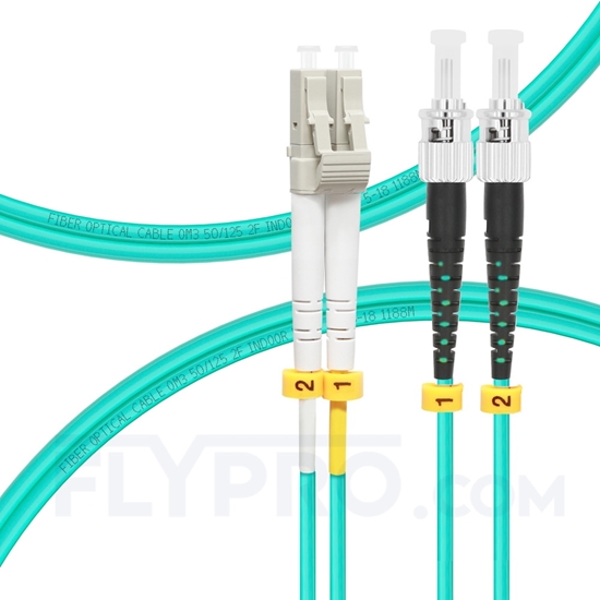 Bild von 2m (7ft) LC UPC to ST UPC Duplex OM3 Multimode PVC (OFNR) 2.0mm Fiber Optic Patch Cable