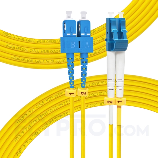 Bild von LWL-Patchkabel, 7m (23ft) LC UPC auf SC UPC Duplex OS2 Singlemode PVC (OFNR) 2.0mm