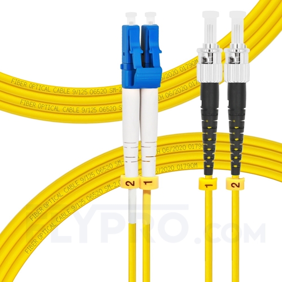 Image de 3m LC UPC vers ST UPC Duplex 2,0mm PVC (OFNR) OS2 Jarretière Optique Monomode