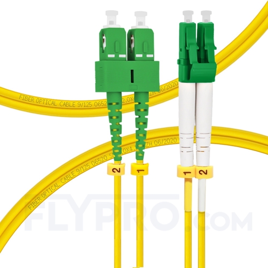 Bild von LWL-Patchkabel, 2m (7ft) LC APC auf SC APC Duplex OS2 Singlemode PVC (OFNR) 2.0mm