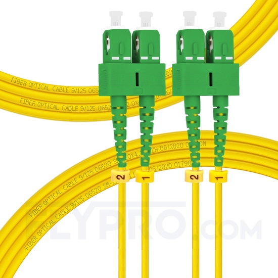 Picture of 3m (10ft) SC APC to SC APC Duplex OS2 Single Mode PVC (OFNR) 2.0mm Fiber Optic Patch Cable