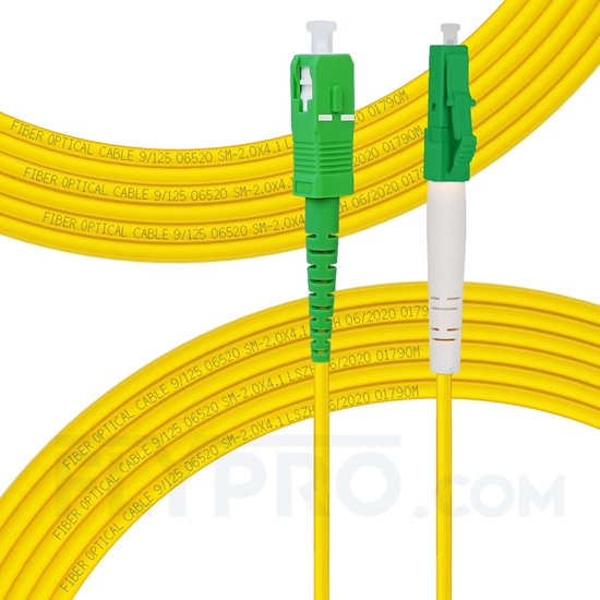 Bild von LWL-Patchkabel, 10m (33ft) LC APC auf SC APC Simplex OS2 Singlemode PVC (OFNR) 2.0mm