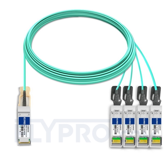 Picture of 20m (66ft) Cisco QSFP-4SFP25G-AOC20M Compatible 100G QSFP28 to 4x25G SFP28 Breakout Active Optical Cable
