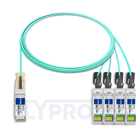 Picture of 3m (10ft) Generic Compatible 100G QSFP28 to 4x25G SFP28 Breakout Active Optical Cable