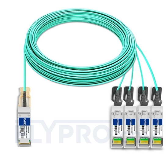 Image de 50m Juniper Networks JNP-100G-4X25G-50M Compatible Câble Optique Actif Breakout QSFP28 100G vers 4 x SFP28
