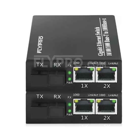 Bild von 2x 10/100/1000Base-T RJ45~1x 1000Base-X SFP Rainure SC Unmanaged Gigabit Ethernet Media Converter, Simplex, 1310nm/1550nm, 20km