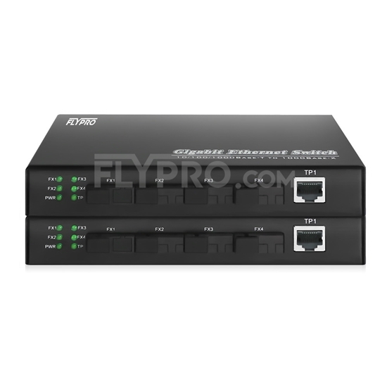 Picture of 1x 10/100/1000Base-T RJ45~4x 1000Base-X SFP Rainure SC Unmanaged Gigabit Ethernet Media Converter, Simplex, 1310nm/1550nm, 20km