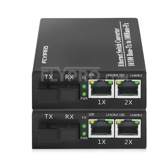 Bild von 1x 10/100Base-T RJ45 vers 2x 100Base-X SFP Rainure SC Unmanaged Gigabit Ethernet Media Converter, Simplex, 1310nm/1550nm,20km