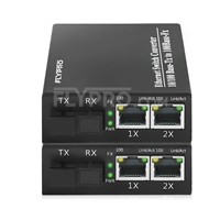 1x 10/100Base-T RJ45 vers 2x 100Base-X SFP Rainure SC Unmanaged Gigabit Ethernet Media Converter, Simplex, 1310nm/1550nm,20km