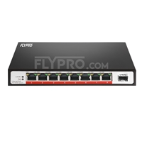 8x 10/100Base-T RJ45 ~ 1x 100Base-X SFP Unmanaged PoE Switch