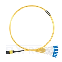 1m (3ft) MPO Female to 4 LC UPC Duplex 8 Fibers Type B LSZH OS2 9/125 Single Mode Elite Breakout Cable, Yellow