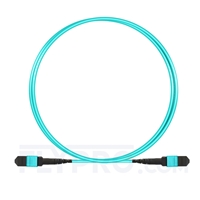 1m (3ft) MTP-MTP Patch Cord Female 12 Fibers Type A Plenum (OFNP) OM3 50/125 Multimode Elite, Aqua