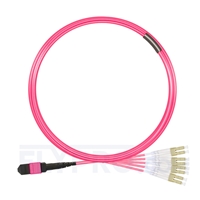 5m (16ft) MTP Female to 4 LC UPC Duplex 8 Fibers Type B LSZH OM4 (OM3) 50/125 Multimode Elite Breakout Cable, Magenta