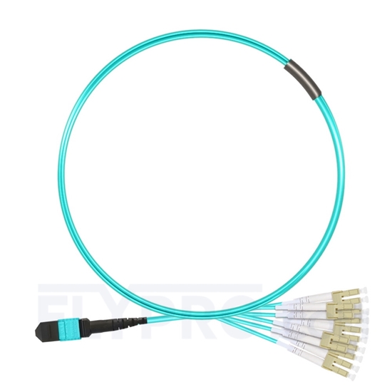 Picture of 1m (3ft) MTP Female to 6 LC UPC Duplex 12 Fibers Type A LSZH OM3 50/125 Multimode Elite Breakout Cable, Aqua