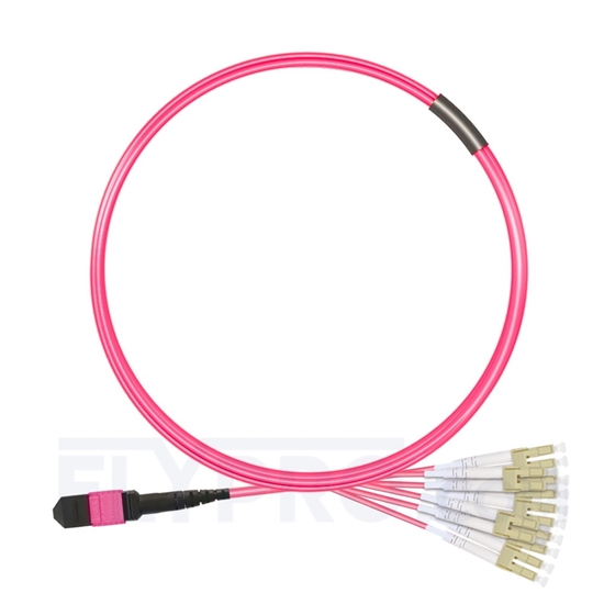 Picture of 3m (10ft) MTP Male to 6 LC UPC Duplex 12 Fibers Type A Plenum (OFNP) OM4 (OM3) 50/125 Multimode Elite Breakout Cable, Magenta