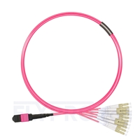 3m MTP Mâle vers 6 LC UPC Duplex 12 Fibres OM4 (OM3) 50/125 Câble Breakout Multimode, Type A, Élite, Plénum (OFNP), Magenta