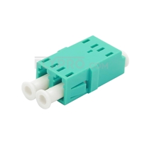 Picture of LC/UPC to LC/UPC 10G Duplex OM3 Multimode SC Footprint Plastic Fiber Optic Adapter/Mating Sleeve without Flange, Aqua