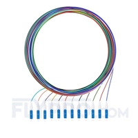 2m (7ft) LC UPC 12 Fibers OS2 Single Mode Unjacketed Color-Coded Fiber Optic Pigtail