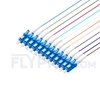 Image de 2m Pigtail à Fibre Optique à Code Couleur LC UPC 12 Fibres OS2 Monomode, Sans Gaine