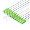 Image de 1m Pigtail à Fibre Optique à Code Couleur SC APC 12 Fibres OS2 Monomode, Sans Gaine