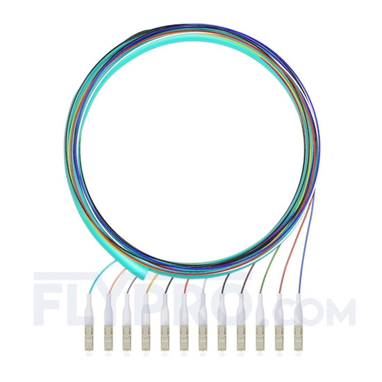 Picture of 1.5m (5ft) LC UPC 12 Fibers OM3 Multimode Bunch PVC (OFNR) 0.9mm Fiber Optic Pigtail