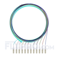 LWL-Pigtail LC, Bündel 12 Fasern LC UPC, OM3 Multimode - 0,9mm PVC (OFNR) 1,5m (5ft)