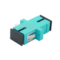 Bild von SC/UPC auf SC/UPC 10G Simplex OM3 Multimode LWL-Adapter/Führungshülse aus Kunststoff mit Flansch, Hellblau