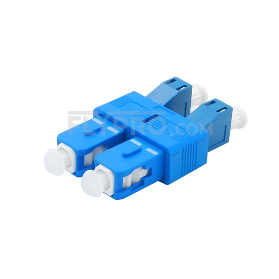 Bild von LC/UPC Buchse auf SC/UPC Stecker Duplex Singlemode LWL-Adapter aus Kunststoff