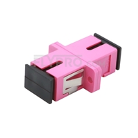 Adaptateur à Fibre Optique/Manchon d'Accouplement Plastique SC/UPC vers SC/UPC 10G Multimode OM4 Simplex avec Bride, Violet